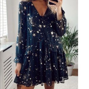 NWT Black and gold star dress by If By The Sea. Size small.